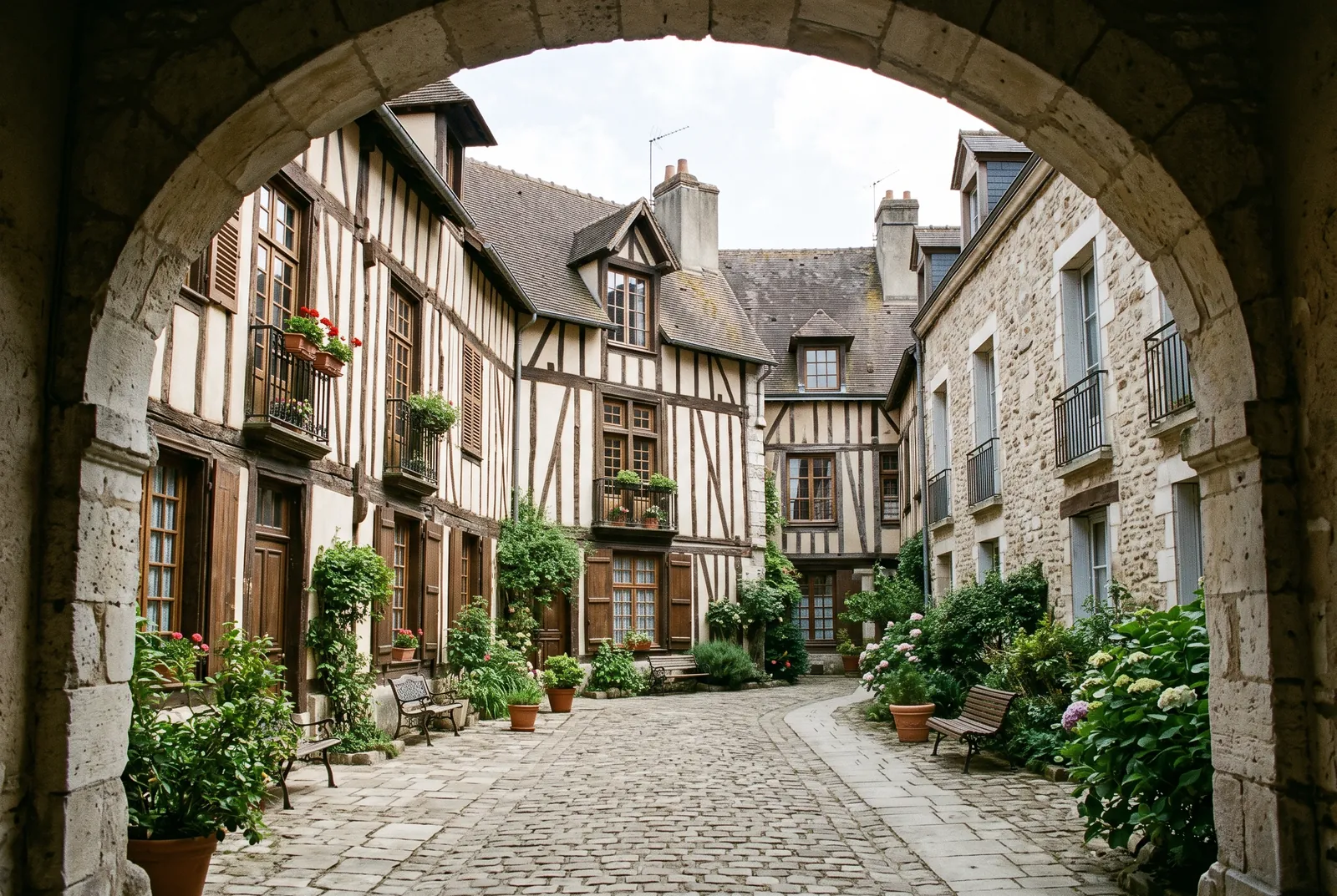Cour intérieure d'un immeuble à Bourges